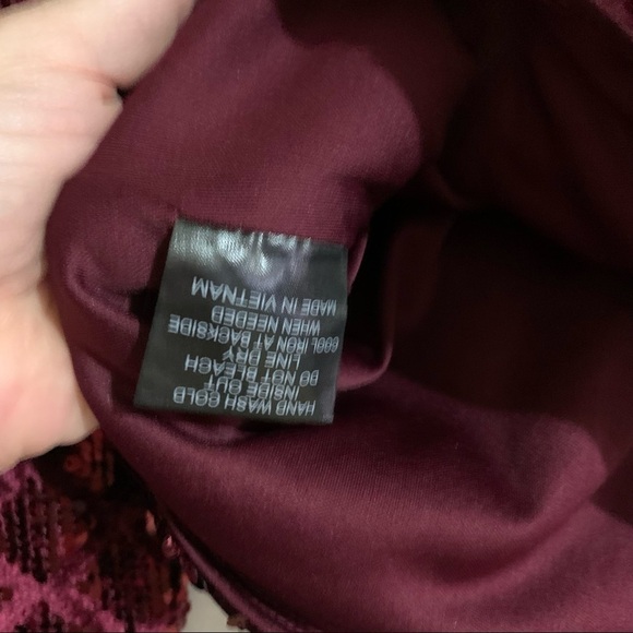 Crystal Doll Red Burgundy Sequins Crop Top/Skirt. Mini/Midi 2-piece set. Size 3 - Picture 7 of 13